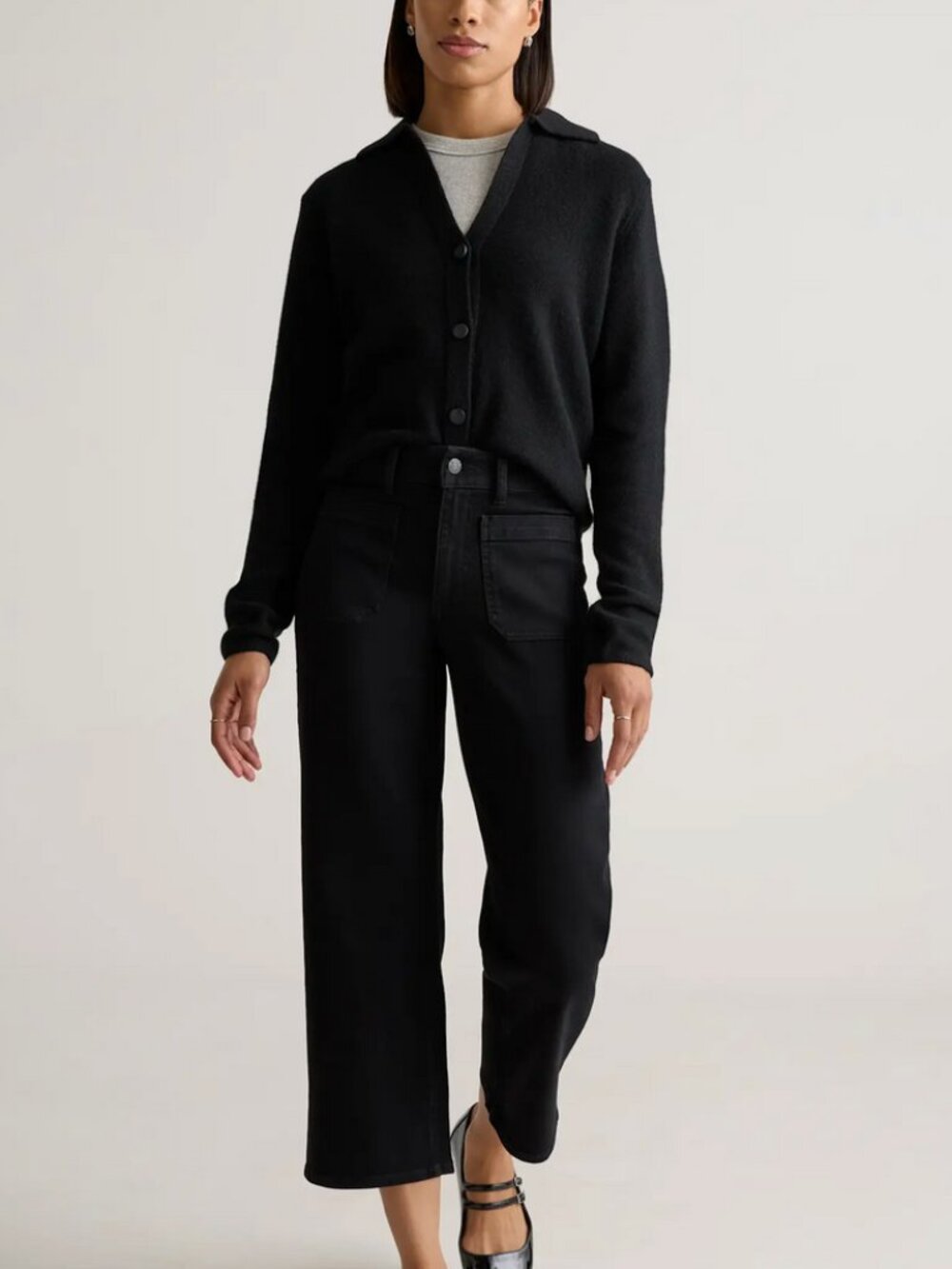 Quince Bella Stretch Patch Pocket Wide Leg Jeans